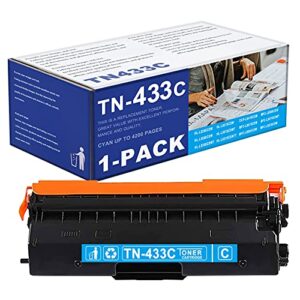 1-Pack Cyan TN433C TN-433C High Yield Toner Cartridge Compatible TN433 TN-433 Replacement for Brother HL-L9310CDWTT L9310CDWT L9310CDW L8360CDW DCP-L8410CDW MFC-L8900CDW L8610CDW L9570CDWT Printer.