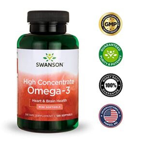 Swanson High Concentrate Omega-3 Fish Oil - Essential Fatty Acids - (120 Softgels, 680mg Each) 2 Pack