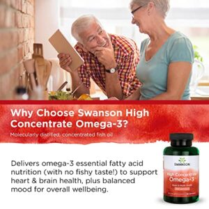 Swanson High Concentrate Omega-3 Fish Oil - Essential Fatty Acids - (120 Softgels, 680mg Each) 2 Pack