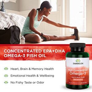 Swanson High Concentrate Omega-3 Fish Oil - Essential Fatty Acids - (120 Softgels, 680mg Each) 2 Pack