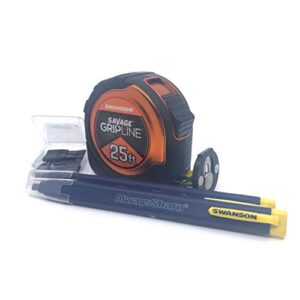 swanson tool co svgl25m1/cp216 value pack featuring a 25 foot gripline tape measure and 2 mechanical pencils with black graphite replacement tips