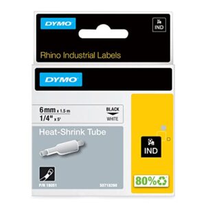 DYMO Industrial Flexible Nylon Labels, 3/4", Black on White, 18489, DYMO Authentic & Industrial Heat Shrink Tubes for DYMO LabelWriter and Industrial Label Makers, Black on White, 1/4", (18051)