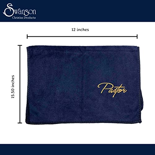 Swanson Christian Products Embroidered Hand Towels - 'Pastor' - Gifts for Pastor, Clergy, & Ministers - Pastor Towel - Microfiber Towel - Navy with Gold Lettering