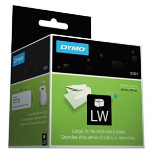 dymo 30321 labelwriter address labels, 1 2/5 x 3 1/2, white, 260 labels/roll, 2 rolls/pack