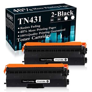 2 black tn431 / tn431bk toner cartridge replacement for brother hl-l8260cdw l8360cdw l8360cdwt l9310cdw l9310cdwtt dcp-l8410cdw mfc-l8610cdw l8900cdw l8690cdw l9570cdw printer,sold by topink