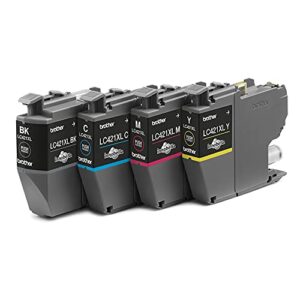 Brother LC-421XLBK/LC-421XLC/LC-421XLM/LC-421XLY Inkjet Cartridges, Black/Cyan/Magenta/Yellow, Multi-Pack, High Yield, Includes 4 x Inkjet Cartridges, Genuine Supplies