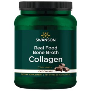 Swanson Real Food Bone Broth Collagen - Chocolate 19.5 oz Pwdr