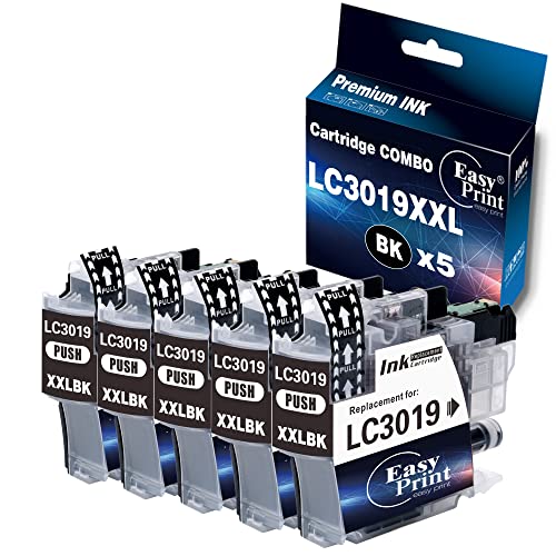 EASYPRINT (5X Black) Compatible 3019xl Ink Cartridge Replacement for Brother LC3019 LC-3019xxl MFC-J5330DW MFC-J6530DW MFC-J6730DW MFC-J6930DW, (Total 5-Pack, Only Black)