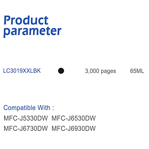 EASYPRINT (5X Black) Compatible 3019xl Ink Cartridge Replacement for Brother LC3019 LC-3019xxl MFC-J5330DW MFC-J6530DW MFC-J6730DW MFC-J6930DW, (Total 5-Pack, Only Black)