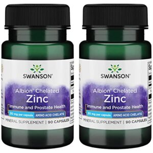 swanson albion chelated zinc glycinate 30 milligrams 90 capsules (2 pack)
