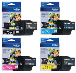 brother lc-75 hy ink cartridge color set bk/c/m/y 4-pack in retail packing