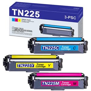 tn2253pk: high yield color toner cartridge set replacement for brother tn225c tn225m tn225y compatible with hl-3140cw 3150cdn 3170cdw 3180cdw mfc-9130cw printer cartridge (1c/1m/1y, 3-pack)