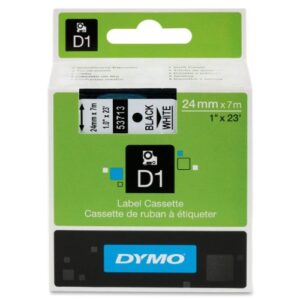dymo 53713 d1 tape cartridge for dymo label makers, created specifically for your labelmanager and labelwriter duo label makers, 1-inch x 23 feet, black on white, pack of 5