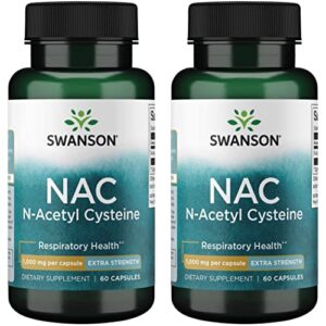 swanson nac n-acetyl cysteine – antioxidant anti-aging respiratory liver support – amino acid supplement 1000 mg 60 capsules (2 pack)