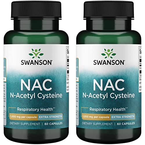 Swanson NAC N-Acetyl Cysteine - Antioxidant Anti-Aging Respiratory Liver Support - Amino Acid Supplement 1000 mg 60 Capsules (2 Pack)