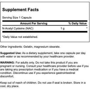 Swanson NAC N-Acetyl Cysteine - Antioxidant Anti-Aging Respiratory Liver Support - Amino Acid Supplement 1000 mg 60 Capsules (2 Pack)