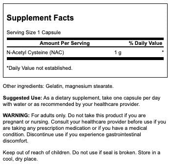 Swanson NAC N-Acetyl Cysteine - Antioxidant Anti-Aging Respiratory Liver Support - Amino Acid Supplement 1000 mg 60 Capsules (2 Pack)