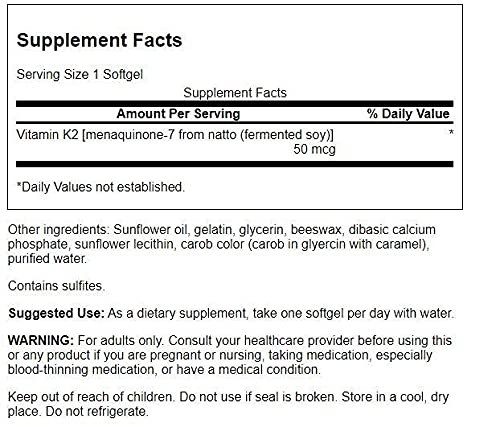 Swanson Natural Vitamin K2 (Menaquinone-7 from Natto) 50 mcg 30 Sgels (3 Pack)