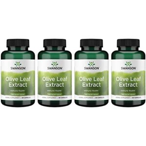 swanson olive leaf extract immune health cardiovascular health antioxidant support supplement 500 mg 60 capsules (standardized to 20% oleuropein) (4 pack)