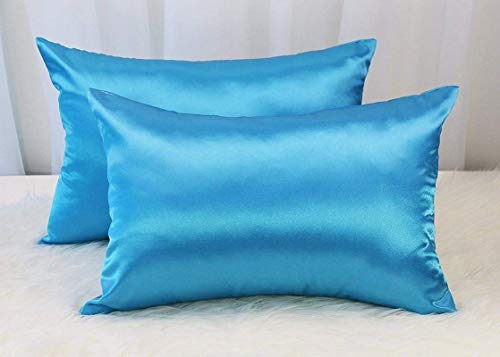 Cotton Home Depot Satin 9 PCS Comforter Set(Comforter + Duvet Cover + Flat Sheet + Fitted Sheet 21" Deep Pocket + Bedskirt + 4 Pillow Cases ) Bedding Set Turquoise Blue,California King