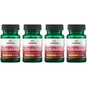 swanson nattokinase 2000 fibrinolytic units 100 milligrams 30 capsules enzyme (4 pack)