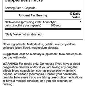 Swanson Nattokinase 2000 Fibrinolytic Units 100 Milligrams 30 Capsules Enzyme (4 Pack)