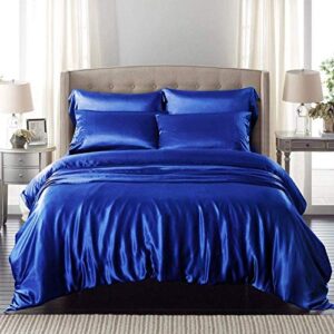 Cotton Home Depot Ultra Soft Luxurious Satin Silk Comforter- 1 Piece Comforter Bedding Set Royal Blue, Queen ( 88 x 88 ) Inches