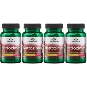 Swanson Triple-Strength Nattozimes 195 Milligrams/6750 Fu 60 Veg Capsules Enzyme (4 Pack)