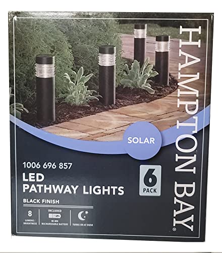 Home Depot 6 Pack Solar Outdoor Pathway Lights, LED Garden Lights Auto On/Off Weather Resistant 8 Hours Operating Time, Black