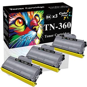3-pack colorprint compatible tn360 toner cartridge replacement for brother tn360 tn330 tn-330 work with hl-2140 hl-2170w mfc-7340 mfc-7440n mfc-7345n mfc-7840w dcp-7030 dcp-7040 printer (black)