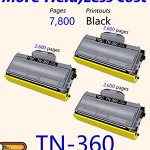 3-Pack ColorPrint Compatible TN360 Toner Cartridge Replacement for Brother TN360 TN330 TN-330 Work with HL-2140 HL-2170W MFC-7340 MFC-7440N MFC-7345N MFC-7840W DCP-7030 DCP-7040 Printer (Black)