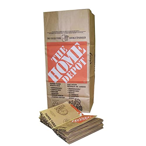 Home Depot Heavy Duty Brown Paper 2-Ply, 30 Gallon Lawn, Leaf, Yard Waste Bags Value Bundle – Great for Home and Garden (6 Total Bags included)