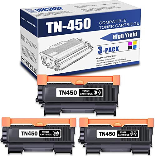 TN450 Compatible TN-450 Black High Yield Toner Cartridge Replacement for Brother TN-450 DCP-7060D DCP-7065DN Intellifax 2840 MFC-7240 HL-2130 HL-2132 Toner.(3 Pack)