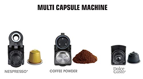 FRIGIDAIRE ECMN103-BLACK Multi Capsule Compatible Coffee Maker-Nespresso Dolce Gusto and Grounds, Black