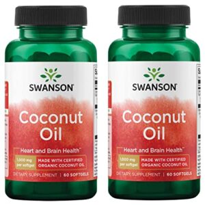 swanson efas coconut oil made with certified organic coconut oil (1000mg, 60 softgels) 2 pack