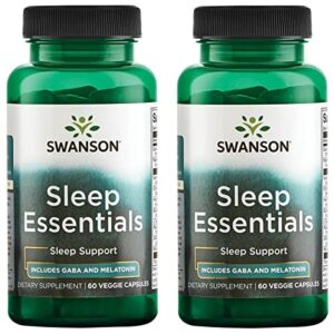 swanson sleep essentials includes gaba and melatonin – 60 veg capsules (2 pack)