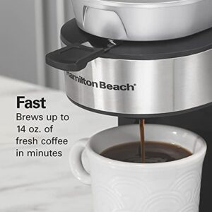 Hamilton Beach The Scoop Single Serve Coffee Maker & Fast Grounds Brewer for 8-14oz. Cups, Brews in Minutes, 40oz. Removable Reservoir, Stainless Steel (49987)