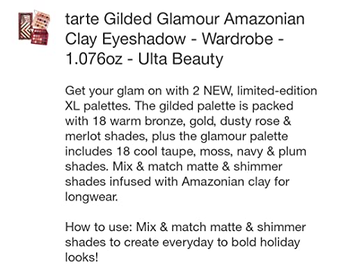 Tarte Gilded Glamour Amazonian Clay Eyeshadow Wardrobe - 2X (18 Eyeshadow Palettes)