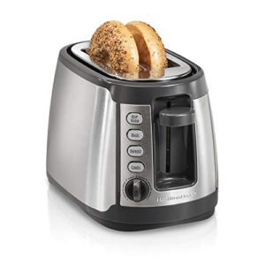 hamilton beach 2 slice extra wide slot toaster with shade selector, bagel, keep warm and defrost settings, auto-shutoff and cancel button, silver and grey (22816)