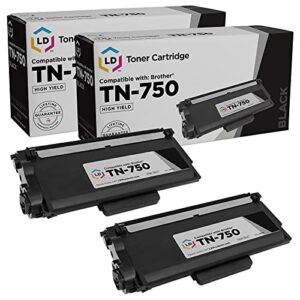 ld compatible toner cartridge replacement for brother tn750 high yield (black, 2-pack)