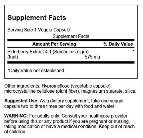 Swanson Sambucus Elderberry Extract 575 mg 120 Veg Caps 2 Pack