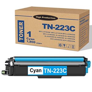 1 pack cyan tn223c tn-223c toner cartridge compatible tn-223 replacement for brother mfc-l3770cdw l3710cw hl-3210cw 3230cdw 3270cdw 3230cdn dcp-l3510cdw printers.