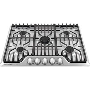 frigidaire professional 30-inch gas cooktop, stainless steel, 5 burners, liquid propane convertible, fpgc3077rs