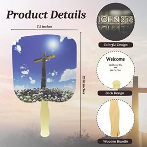 Swanson Christian Products Church Fans - Hand Held Parlor Fans for Adults - Hand Fans for Church Services - Cross and Sky Image - Pack of 25