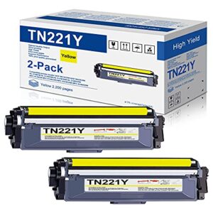 2-yellow tn 221y toner cartridge replacement for brother tn221y tn-221 mfc-9130cw hl-3140cw hl-3170cdw hl-3180cdw mfc-9330cdw mfc-9340cdw printer