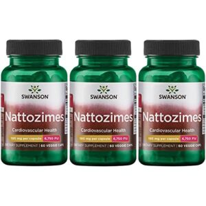 swanson triple-strength nattozimes 195 milligrams/6750 fu 60 veg capsules enzyme (3 pack)