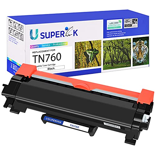 SuperInk Toner Cartridge Replacement (WITH CHIP) Compatible for Brother TN760 TN-760 TN730 to Use with HL-L2350DW HL-L2395DW HL-L2390DW HL-L2370DW MFC-L2750DW MFC-L2710DW DCP-L2550DW Printer - 1 Black