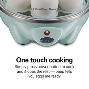 Hamilton Beach 25504 3-in-1 Electric Hard Boiled Egg Cooker Poacher & Omelet Maker, Makes 7, Mint