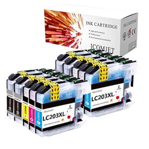 icomjet compatible ink cartridge replacement for brother lc203 lc203xl work for brother j5520dw j460dw mfc-j480dw mfc-j880dw mfc-j485dw mfc-j680dw mfc-j4620dw mfc-j5720dw printers (10 pack)