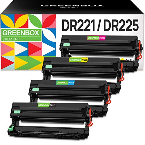 GREENBOX (NO Toner Compatible DR221 Drum Unit Replacement for Brother DR221CL DR221 DR-221 for HL-3140CW HL-3170CDW MFC-9130CW MFC-9330CDW MFC-9340CDW Printer (1Black 1Cyan 1Magenta 1Yellow)